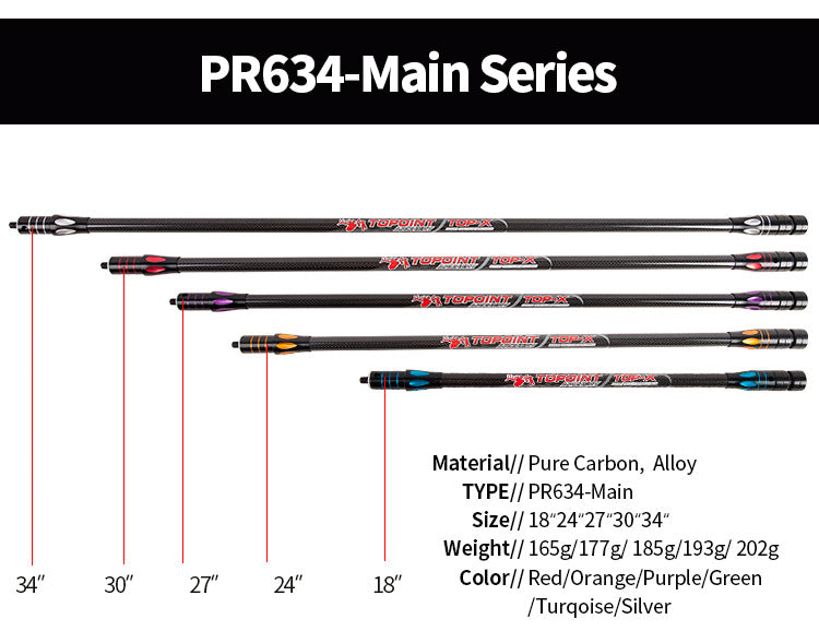 Topoint Top-X Carbon Stabilizer set with dampeners For Compound Bow