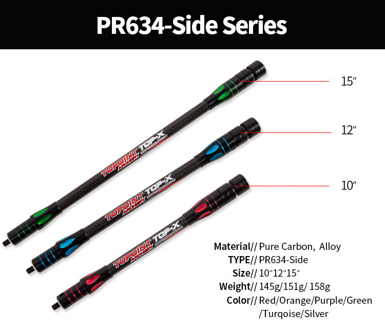 Topoint Top-X Carbon Stabilizer set with dampeners For Compound Bow