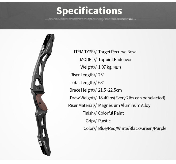 Topoint Endeavor ILF Takendown Recurve Bow for Target Shooting