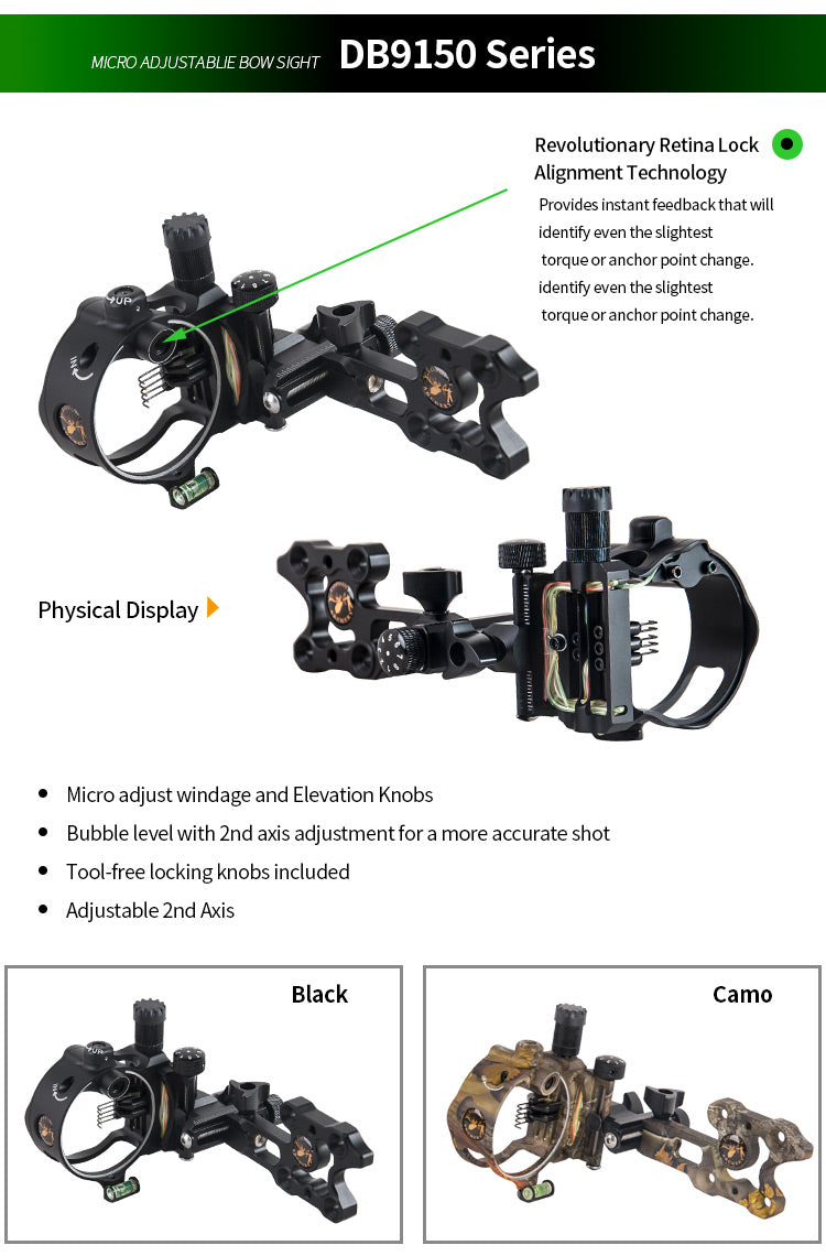 Topoint Compound Bow Sight Retina Lock Alignment DB9250