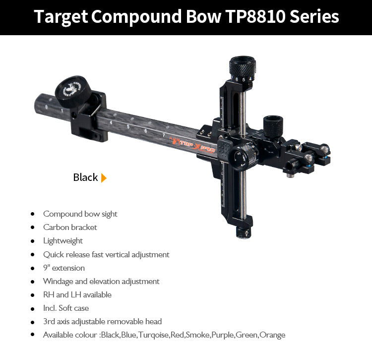 Topoint Carbon Compound Bow Sight TP8810 Micro adjust Detachable bracket Carbon Bracket