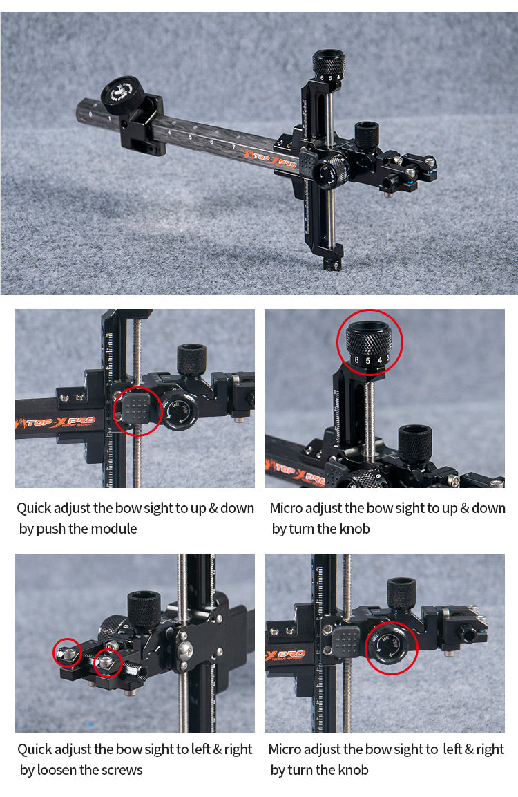 Topoint Carbon Compound Bow Sight TP8810 Micro adjust Detachable bracket Carbon Bracket
