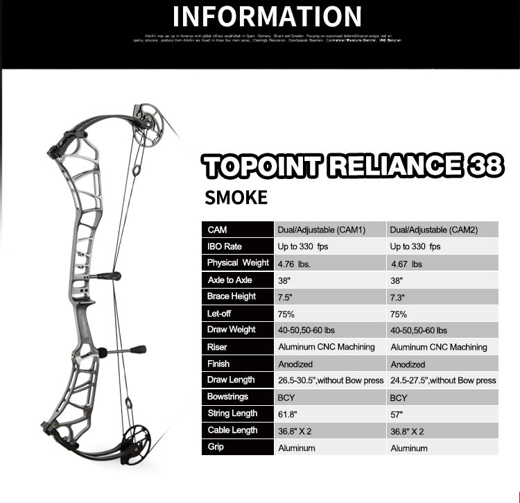 Topoint Reliance 36" Target Compound Bow Package 60lb 26.5-30.5"
