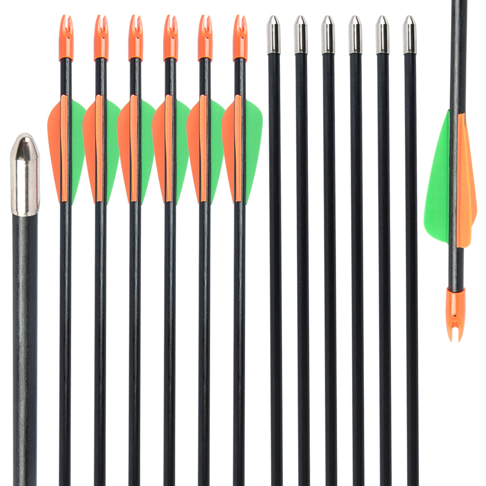 28" Fiberglass Arrows upto 30LB For Kid Practice Target Recurve Compound Bow