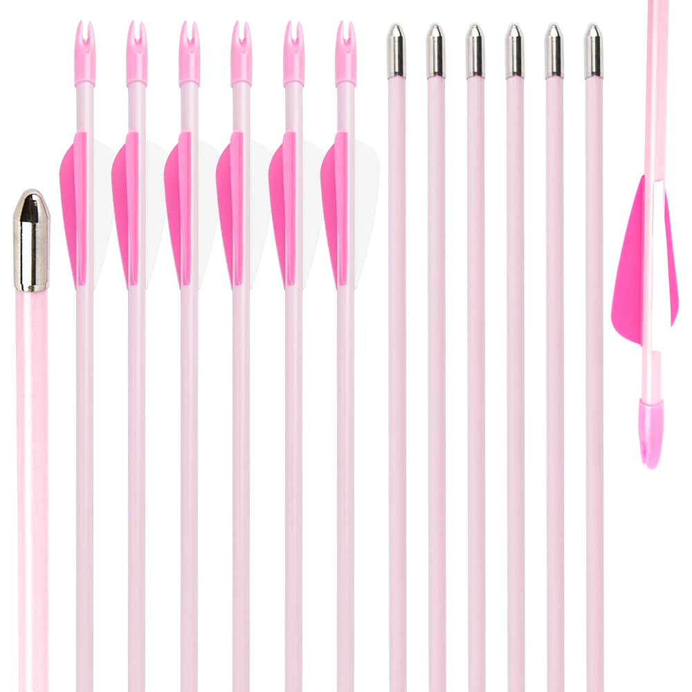 28" Fiberglass Arrows upto 30LB For Kid Practice Target Recurve Compound Bow