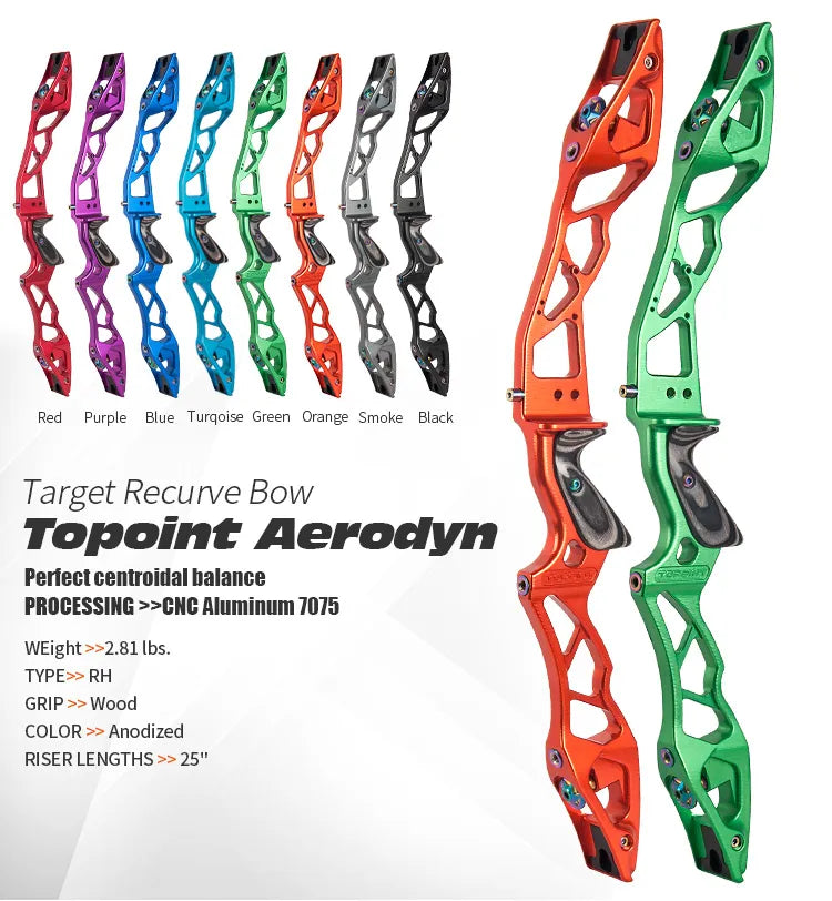 Topoint Aerodyn ILF Recurve Bow Riser 25inch CNC RH or LH