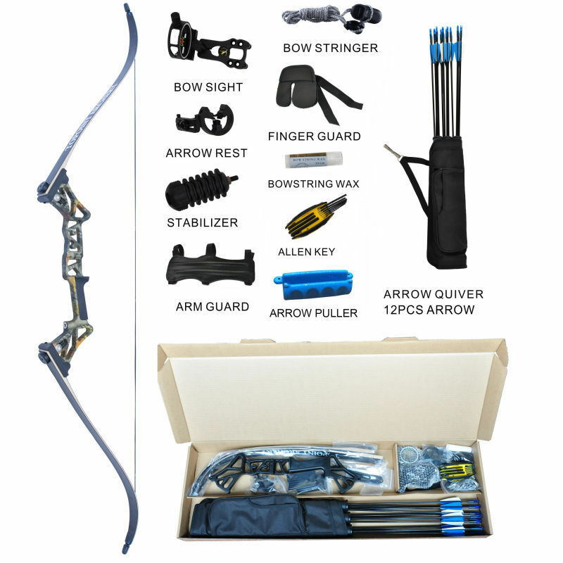Topoint R3 Recurve Bow Set Archery Takedown 58 Inch RH Target and Hunting