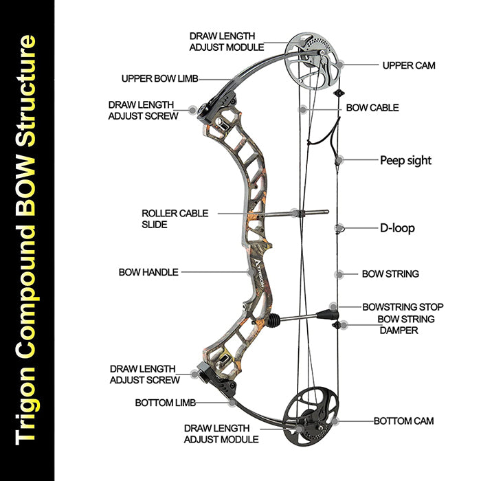 Topoint Trigon Field Ready Kit Compound Bow 20-70lb Fully adjustable with Hard Case for Hunting and Target