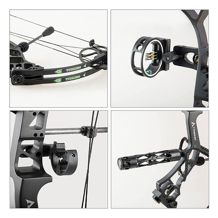 Topoint Trigon Field Ready Kit Compound Bow 20-70lb Fully adjustable with Hard Case for Hunting and Target