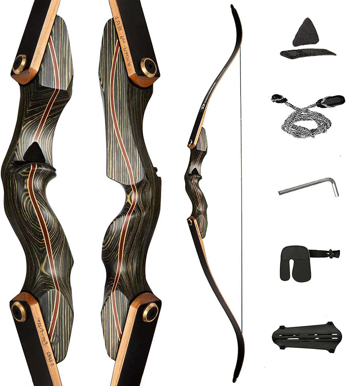 Dseeker Coyote Wooden Takedown Recurve Bow - 60 Inch AMO - Archery 30-60lb