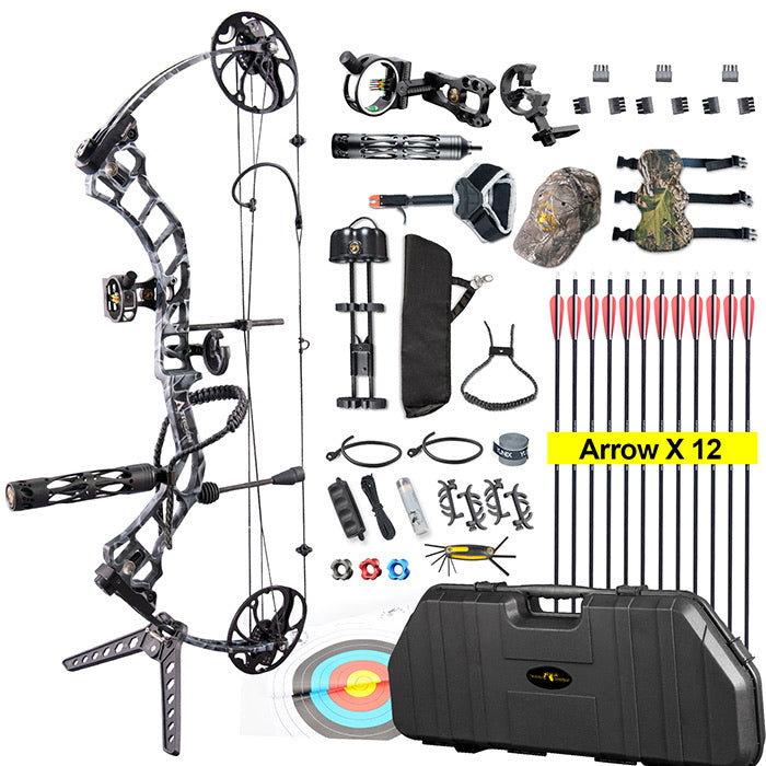 Topoint Trigon Field Ready Kit Compound Bow 20-70lb Fully adjustable with Hard Case for Hunting and Target