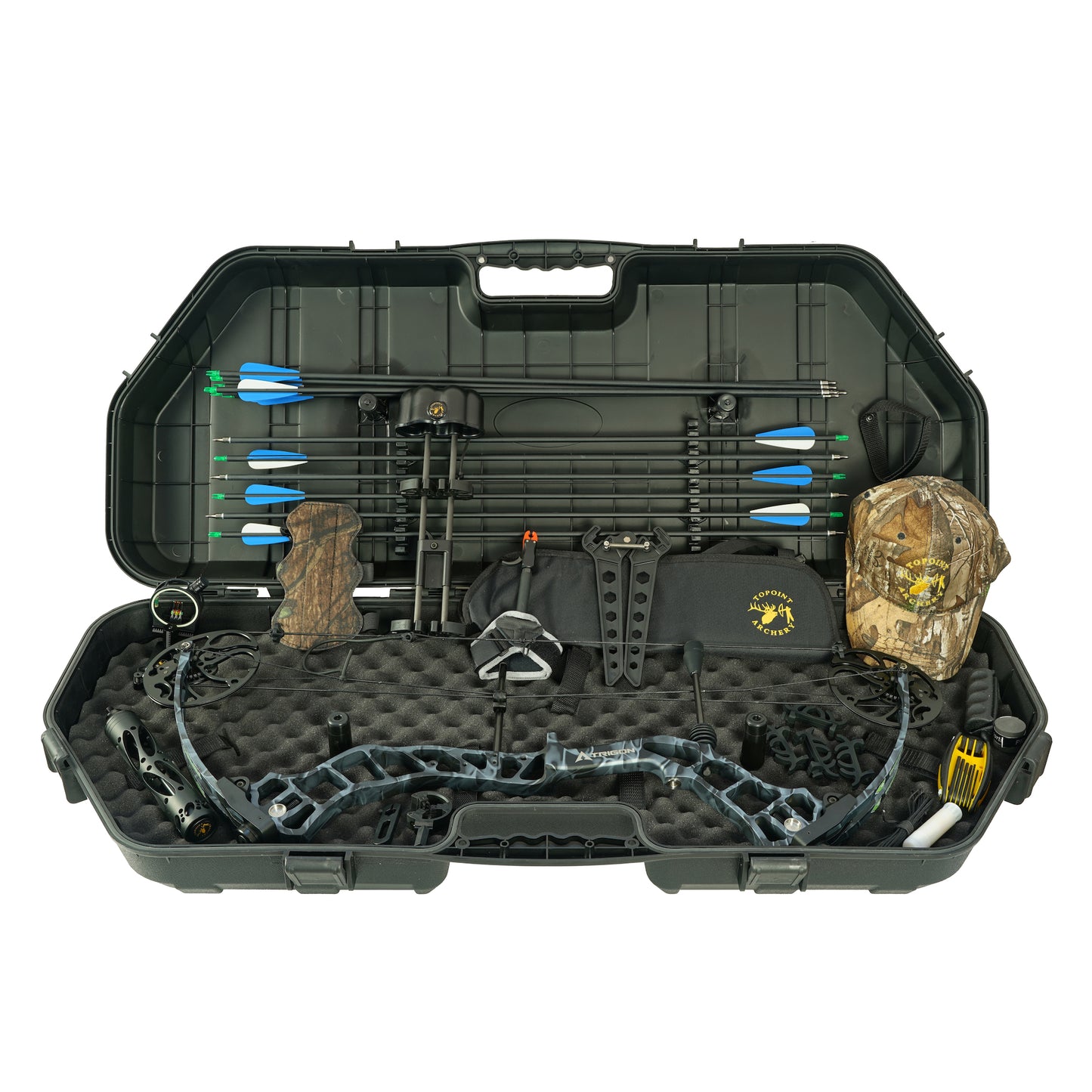 Topoint Trigon Field Ready Kit Compound Bow 20-70lb Fully adjustable with Hard Case for Hunting and Target