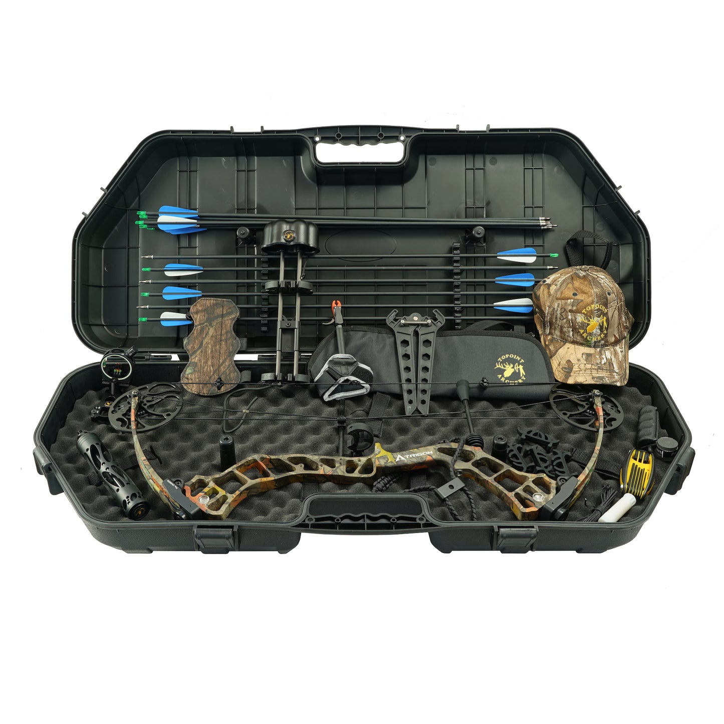 Topoint Trigon Field Ready Kit Compound Bow 20-70lb Fully adjustable with Hard Case for Hunting and Target