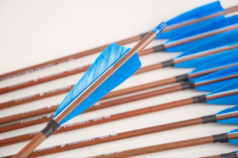 Topoint Pure Carbon Wood Wrap Arrows Feather Fletching For Recurve Hunting Bow Longbow