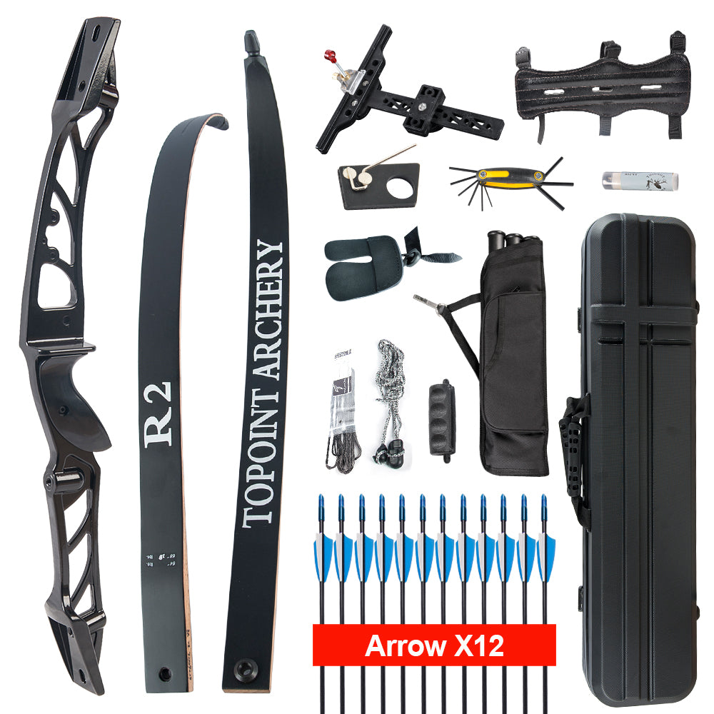 Topoint R2 Recurve Bow Set Archery Takedown 68 Inch Target & Hunting RH Only