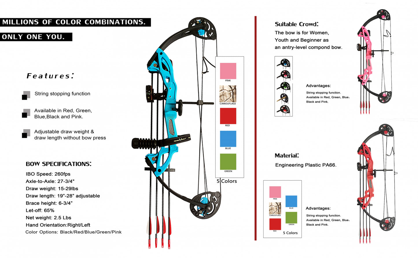 Musen Youth Compound Bow 10-29lbs for Kids Teenager Junior Target Hunting RH/LH