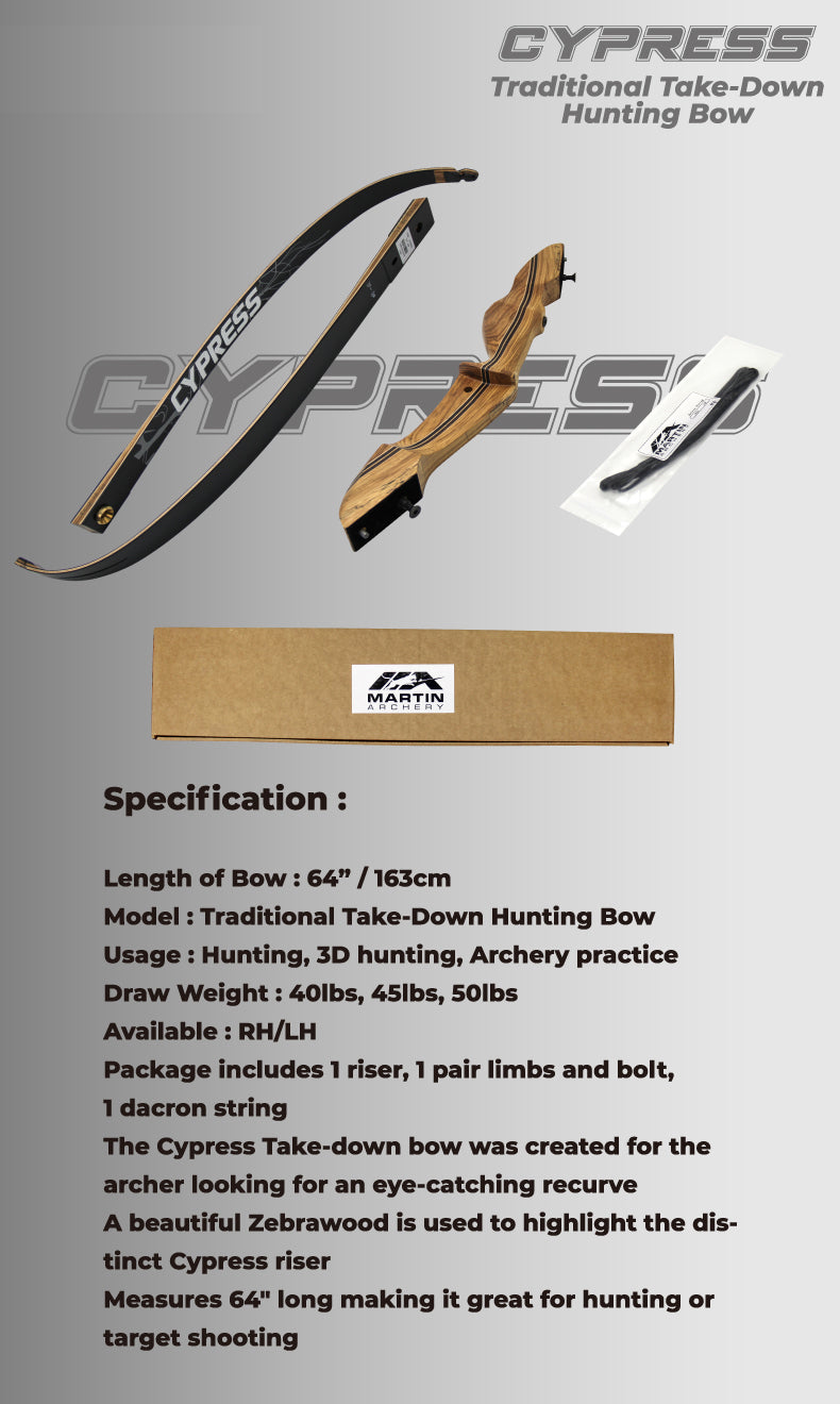 Martin Archery Cypress Takedown Recurve Bow