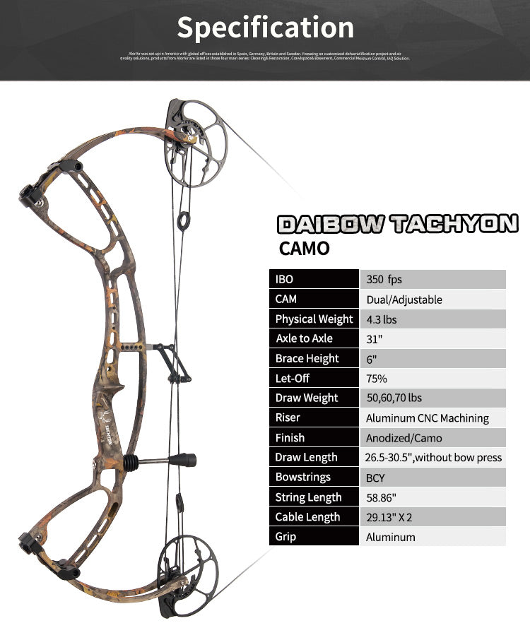 Daibow Tachyon Compound Bow Hunting Compound Bow CNC Riser Right Handed Bow only