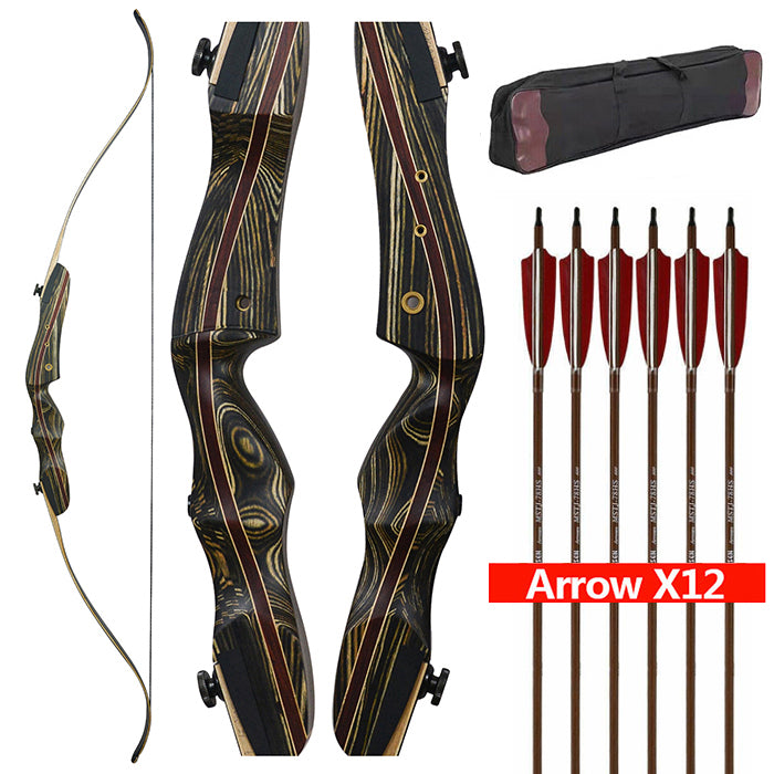 Dseeker Warrior Wooden Takedown Recurve Bow 62 Inch AMO 30-60lb