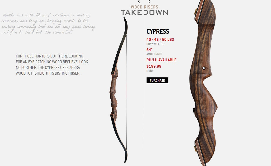 Martin Archery Cypress Takedown Recurve Bow