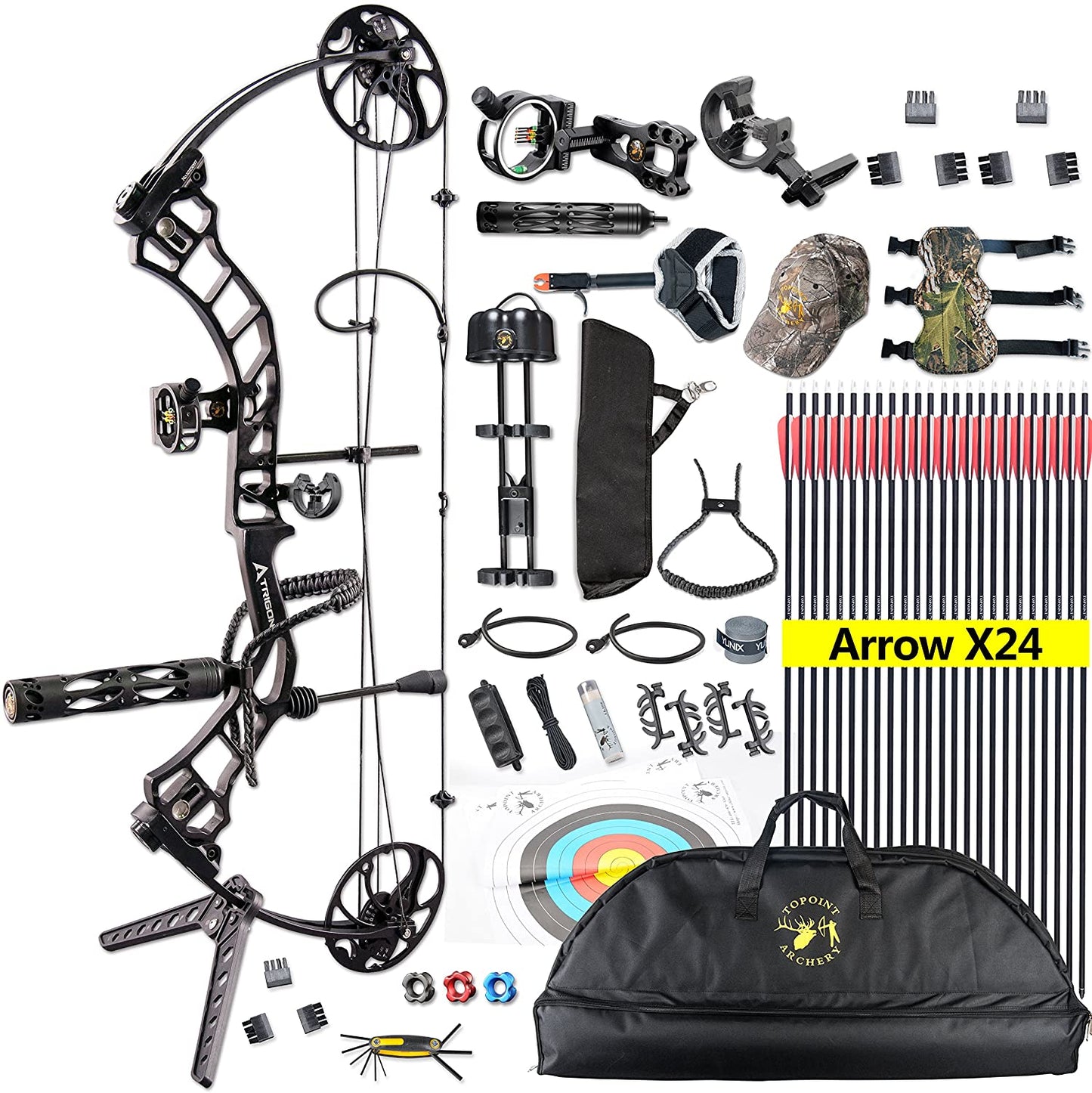Topoint Trigon 19-30" COMPOUND BOW & ARROW HUNTING TARGET ARCHERY 15-70LBS
