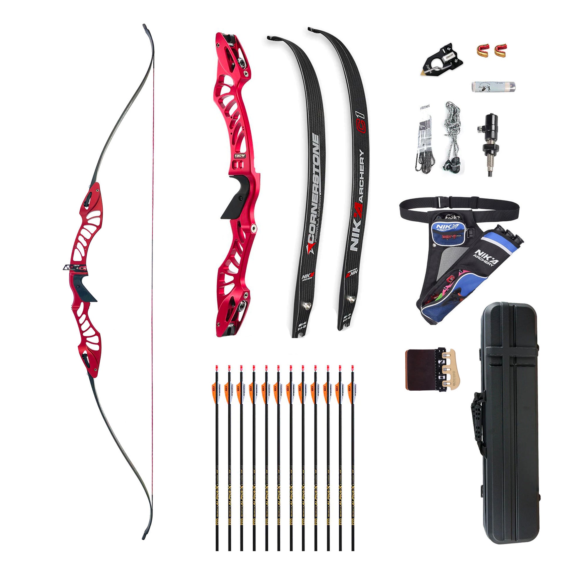 Barebow Package H7 Riser Nika Limbs 68inch Right Handed - topointarchery