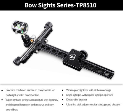 Topoint Compound Bow Sight CNC Alu Body 4x Lens R/L TP8510