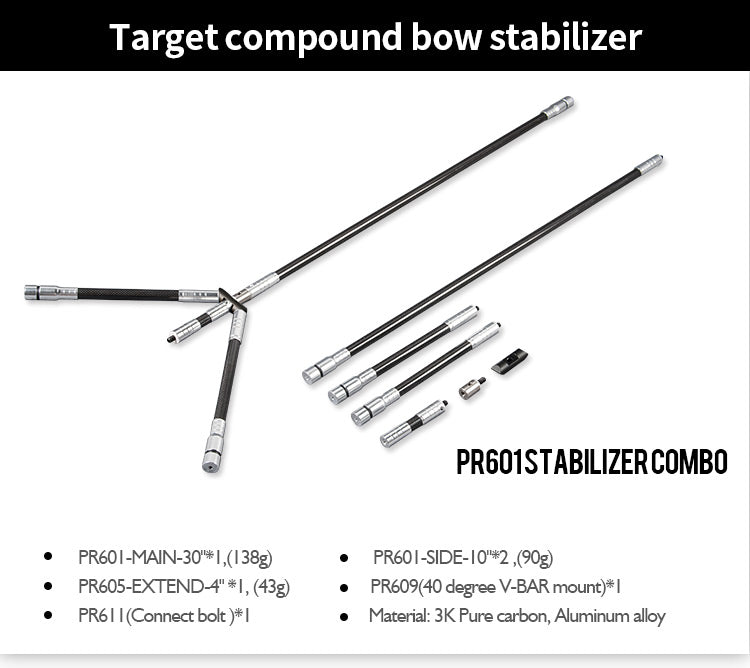Topoint 30" Compound Bow Recurve Bow Carbon Stabilizer PR601