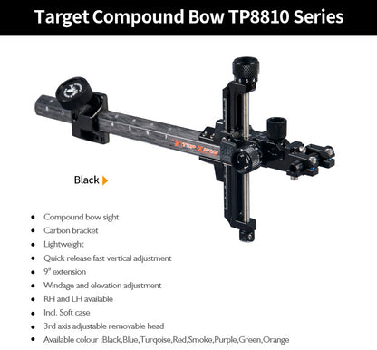 Topoint Carbon Compound Bow Sight  TP8810 Micro adjust Detachable bracket Carbon Bracket