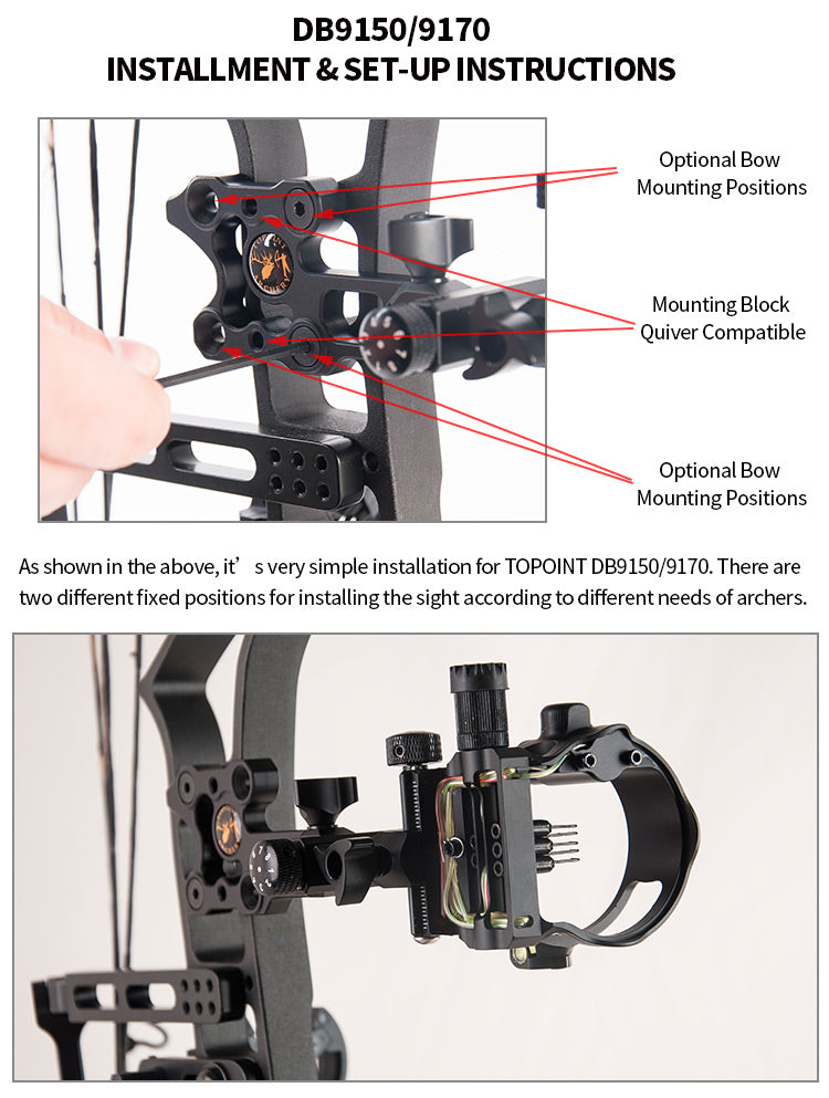 Topoint Compound Bow Sight Retina Lock Alignment DB9250