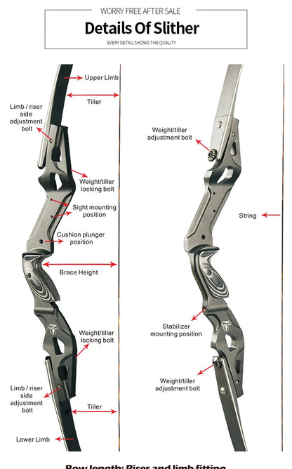 Top Point Riser Limb Topoint Slither ILF Hunting Recurve Bow Riser 17