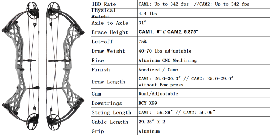 Topoint Defeat Hunter Compound Bow 40-70lb Cam1