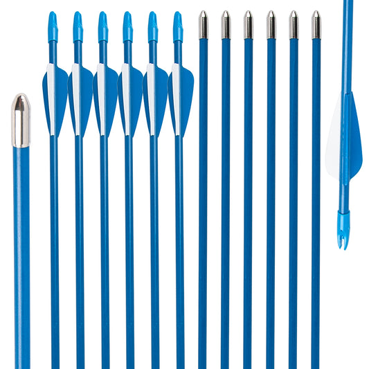 28" Fiberglass Arrows upto 30LB For Kid Practice Target Recurve Compound Bow