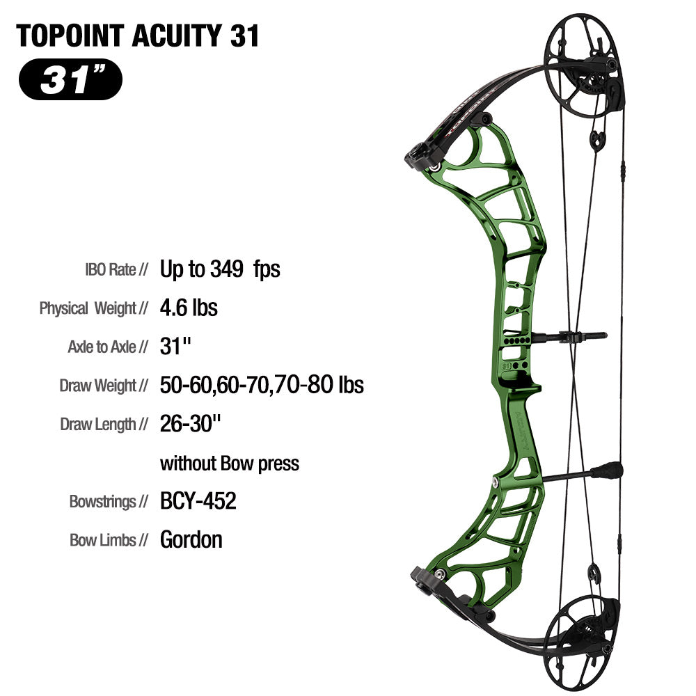 Topoint Acuity 31 Hunting Compound Bow 2026 Upgrade Adjustable Cam