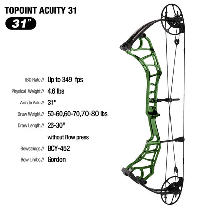 Topoint Acuity 31 Hunting Compound Bow 2026 Upgrade Adjustable Cam