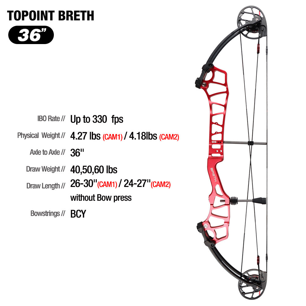 Topoint Breth 36 Target Compound Bow Cam1 26.5-29.5" RH or LH