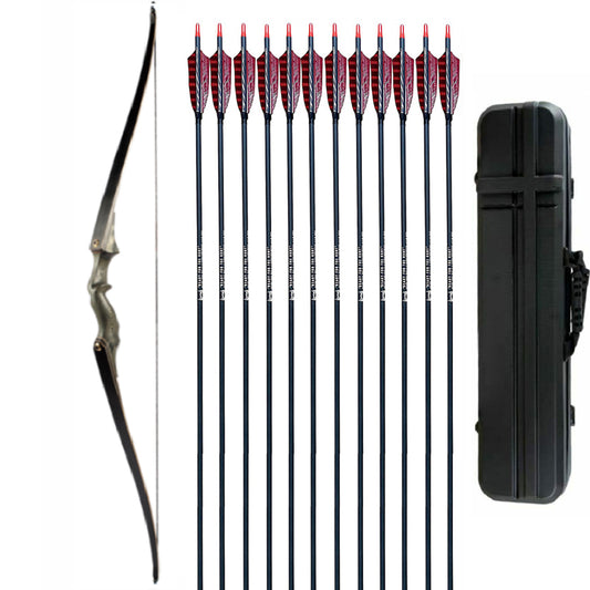 Black Hunter 60" Taken Down Longbow Limbs RH Hard Case Package