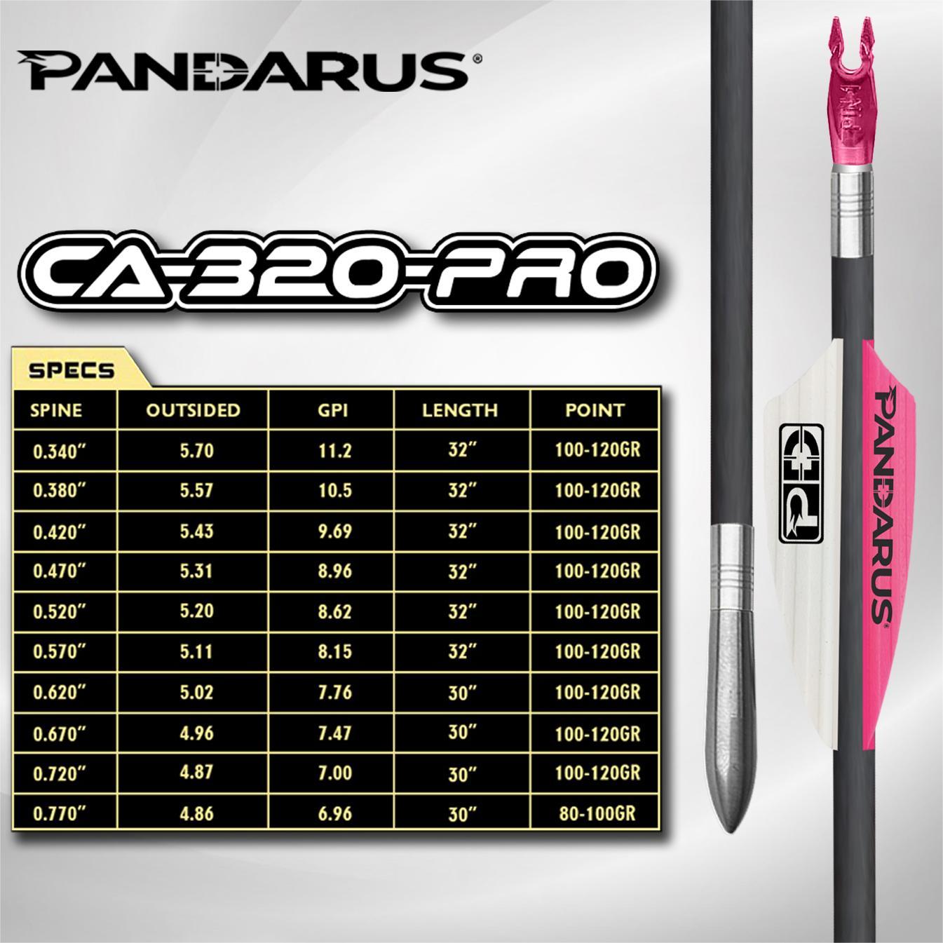 Pandarus CA-320 PRO Tapered Shafts With Stainless Point
