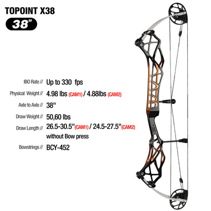 Topoint X38 Target Compound Bow Shoot Through Cam2 RH 2026 with tunning system