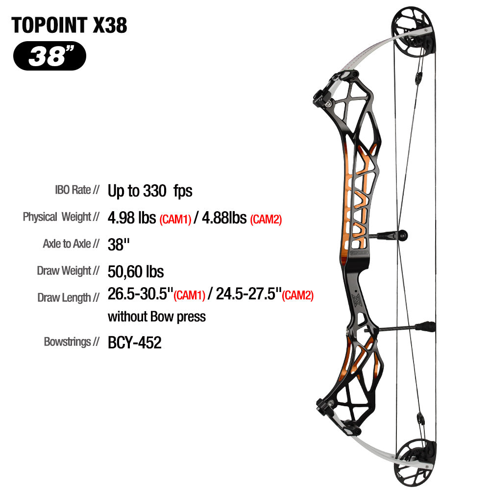 Topoint X38 Target Compound Bow Shoot Through Cam1 RH 2026 with tunning system