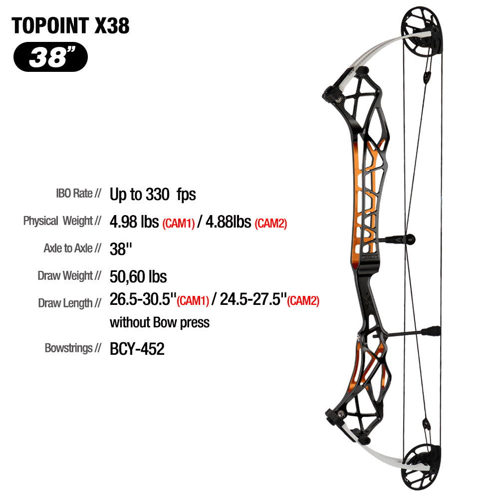 Topoint X38 Target Compound Bow Shoot Through Cam1 RH 2026 with tunning system