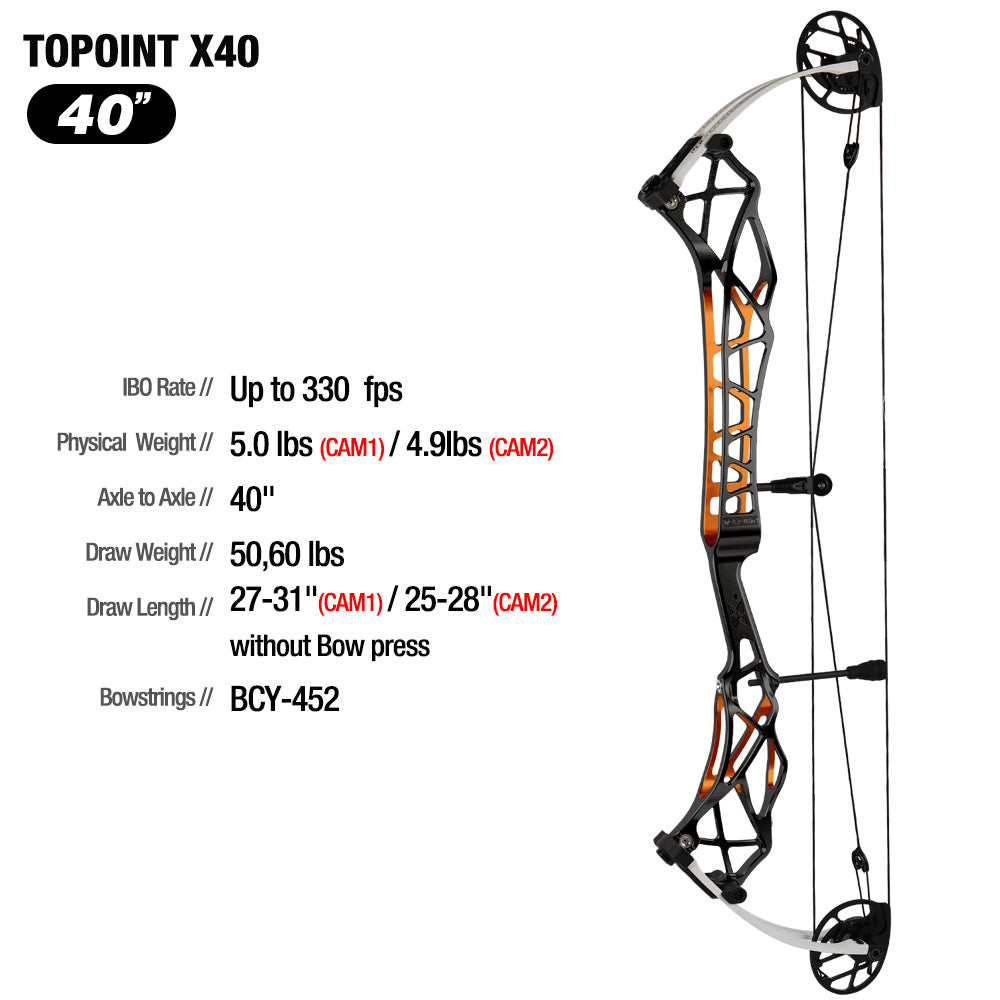 Topoint X40 Target Compound Bow Shoot Through Cam2 RH 2026 with tunning system