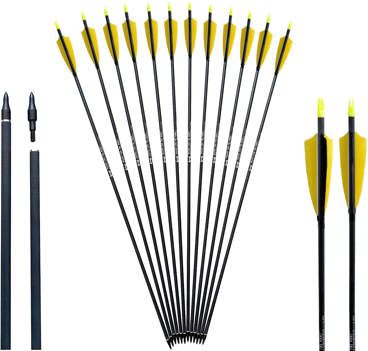 Evercatch 12x 30.5" PURE CARBON ARROWS FEATHER RECURVE BOW LONGBOW HUNTING TARGET