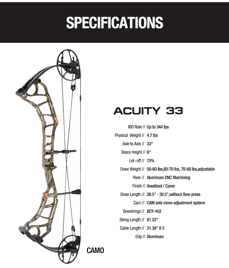 Topoint Acuity 33 Hunting Compound Bow 2026 Upgrade Adjustable Cam