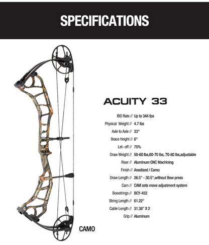 Topoint Acuity 33 Hunting Compound Bow 2026 Upgrade Adjustable Cam