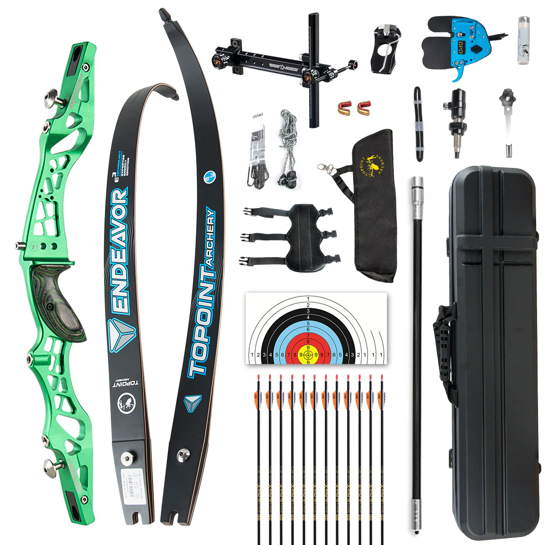 Topoint ILF Target Recurve Bow Package Unison LEFT Hand Riser Endeavour Limbs 18-38lb LH