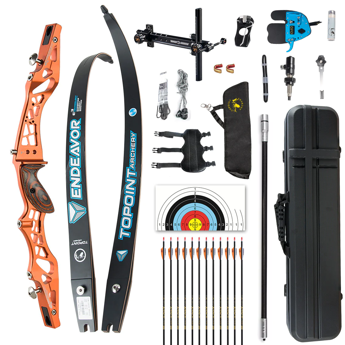 Topoint ILF Target Recurve Bow Package Unison LEFT Hand Riser Endeavour Limbs 18-38lb LH