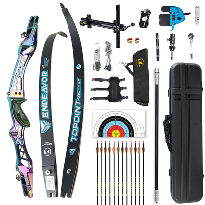 Topoint ILF Target Recurve Bow Package Unison LEFT Hand Riser Endeavour Limbs 18-38lb LH