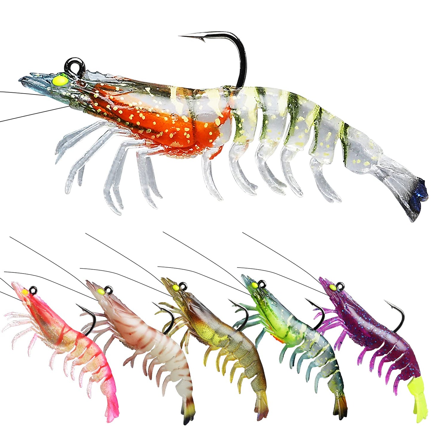 TRUSCEND Soft Shrimp Fishing Lures With VMC Hook