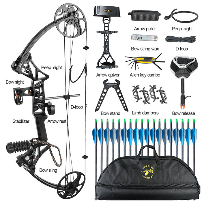 TOPOINT M1 15-70LB COMPOUND BOW Package with Soft Bag
